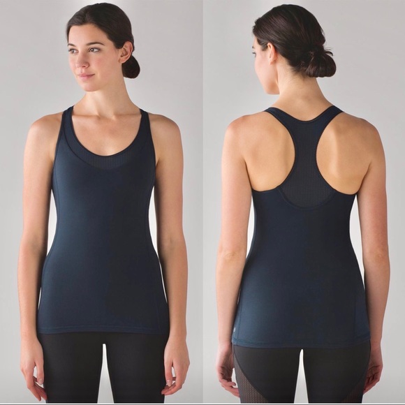 LULULEMON Deep Breath Mesh Racerback Tank Top in Nocturnal Teal Blue - Picture 1 of 7